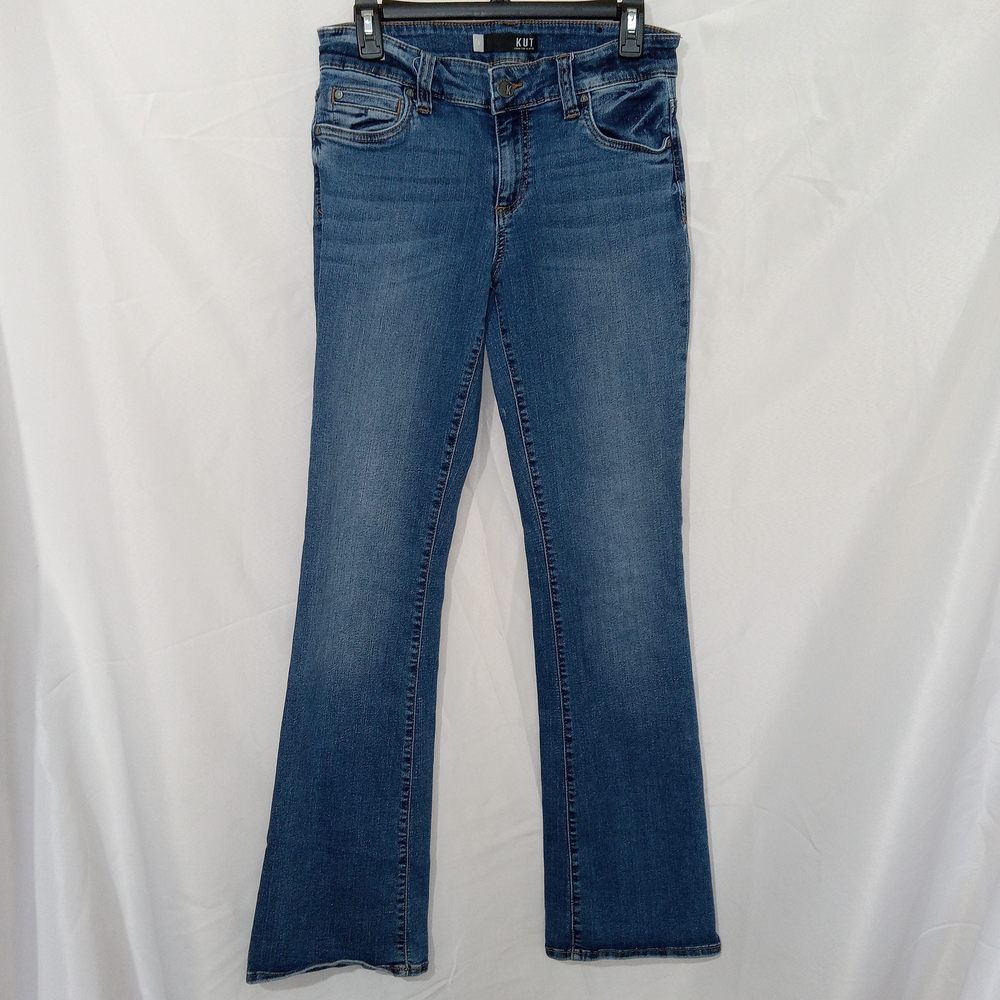 KUT From The Kloth Natalie Bootcut Jeans Womens 6 Blue Mid Rise Stretch Flare